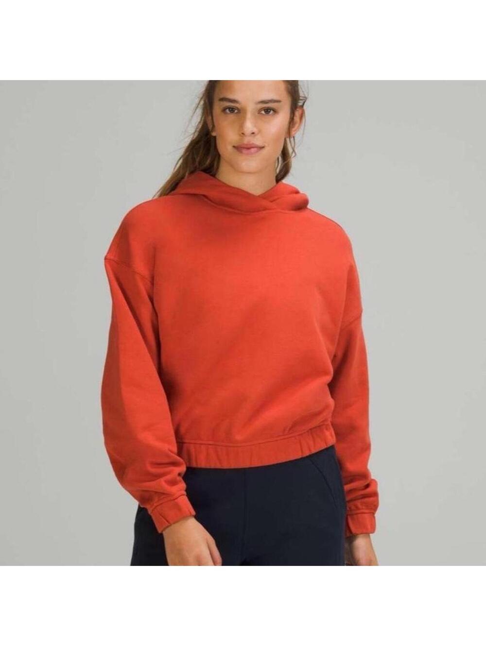 Lululemon relaxed cropped orange hoodie